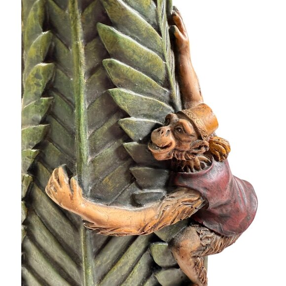 Cedar Creek Palm Vase Monkeys Bellhop Bananas Exotic Decor Jungle Tree Leaf - Picture 9 of 11